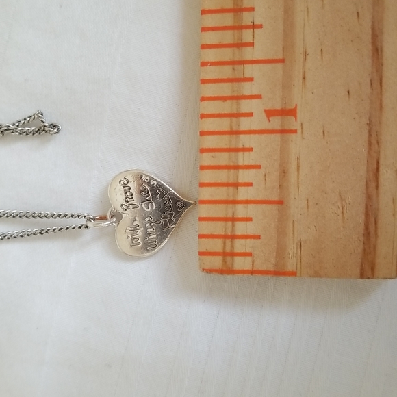 Silver Heart WITH BRAVE WINGS SHE FLIES Necklace - Picture 5 of 5